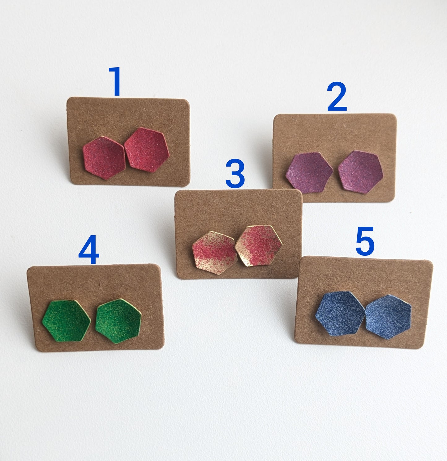 Enamelled hexagon studs