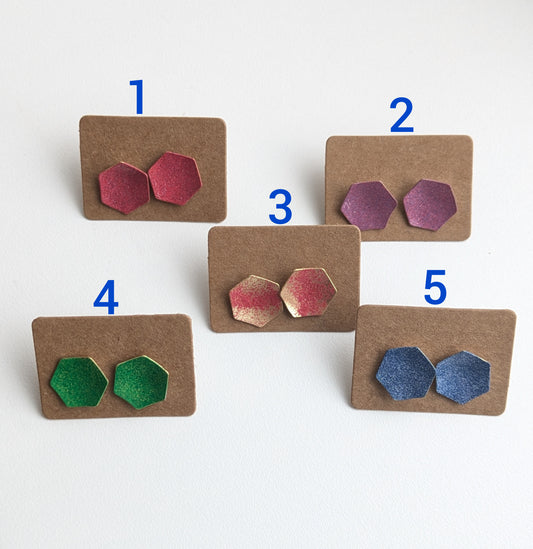 Enamelled hexagon studs