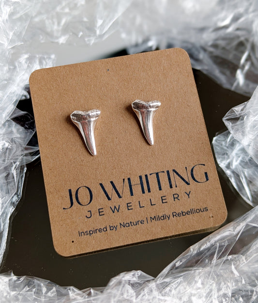 Silver Shark Tooth Studs