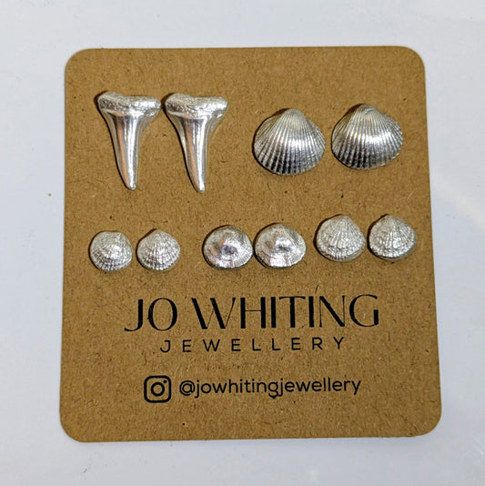 Silver Shark Tooth Studs